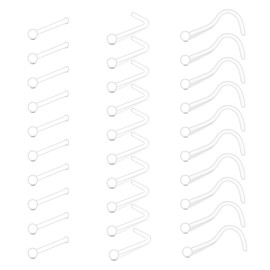 AceFun Clear Nose Rings Clear Nose Studs 20G for Work Surgery Plastic Nose Studs Plastic Nose Piercing Retainer Plastic Earrings for Sports Clear Cartilage Earrings Lip Piercing Retainer