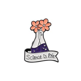 PLITI Scientist Gift Biology Chemistry Gift Lab Tech Gifts Science Of Life Flower Beaker Brooch Pin For Science Lover (flower beaker pinCA)