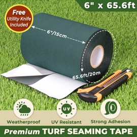 Linghou Self Adhesive Turf Seam Tape for Artificial Grass and Synthetic Turf Durable Joining 6" x 65.6'
