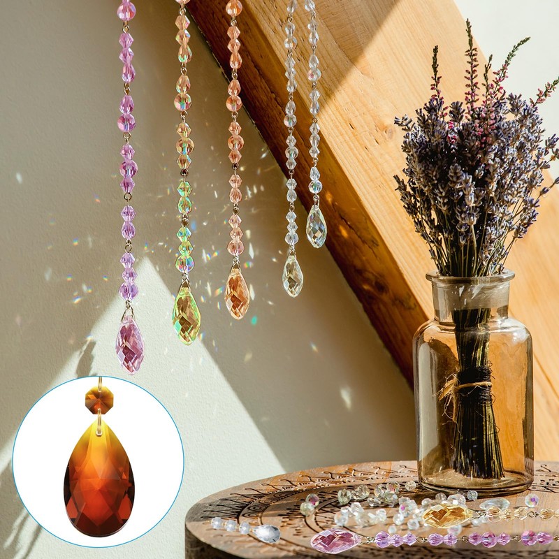 PATIKIL Teardrop Crystal Chandelier, 6 Pack 160mm Length Prisms Part