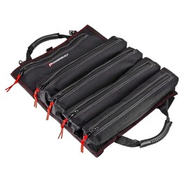 Powerbuilt Pro Tool Bag Roll Organizer, Portable, Great for Off-Road, Heavy Duty 1200D Polyester, 18-1/2 in. x 15 in. Open Size, Hanging Strap, Carry Handle, 5 Zipper Pockets, 14 Wrench Slots