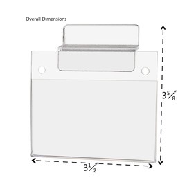 Marketing Holders 6 Pack Slatwall Sign Holder for 3.5" x 2" Horizontal Price Labels QR Codes Clear Acrylic for Restaurants Pet Stores and Craft Stores