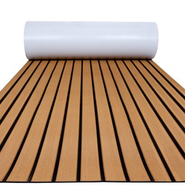 FOCEAN Boat Flooring EVA Foam Boat Decking Faux Teak Marine Flooring Marine Mat Sheet for Motorboat RV Yacht Kayak Surfboard, 94.5''x 15.7'', Brown with Black Lines