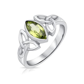 DTPsilver® 925 Sterling Silver Ring - Celtic Trinity Knot - Celtic Collection - Various Natural Gemstones, stone, Peridot