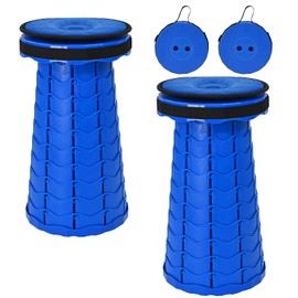 FXKS 2 Pack Upgraded Collapsible Stool Folding Stool with Cushion,Retractable Folding Stool Max Load Capacity 400lbs, Portable Telescoping Stools for Camping Hiking Outdoor BBQ Fishing-Dark Black