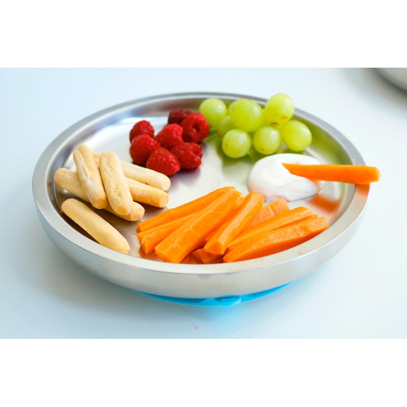Avanchy Open Baby Plates with Suction – Stainless Steel Divided