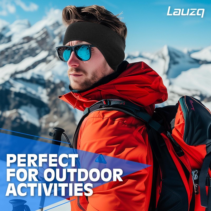 Lauzq Winter Fleece Ear Warmers Muffs Headband for Men Women
