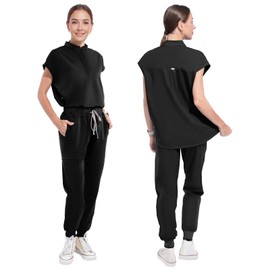 UnionMed Tech Slim Scrubs Stretch Top & Jogger Scrub Pants with Multi Pocket Yoga Waistband