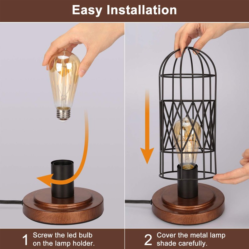 Touch Control Table Lamp, Industrial Bedside Lamp with 3-Way Dimmable