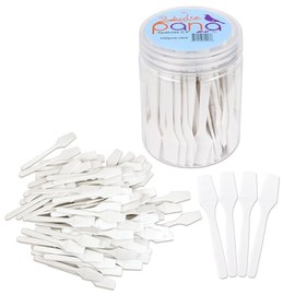 Beauticom Pana Brand Cosmetic Make Up Disposable Plastic 2.5" Spatulas Skin Care Facial Cream Mask Spatula (100 Pieces in a Container) (WHITE)