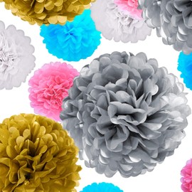 Lightingsky 10pcs Paper Tissue Pom Poms DIY Flowers Ball for Wedding Party Home Decoration (4 inch, Silver)