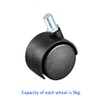 YOKIVE 4 Pcs Nylon Caster, Swivel Twin Wheel Threaded Stem