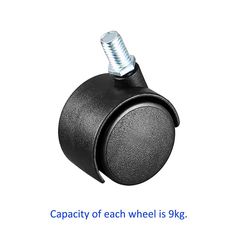YOKIVE 4 Pcs Nylon Caster, Swivel Twin Wheel Threaded Stem