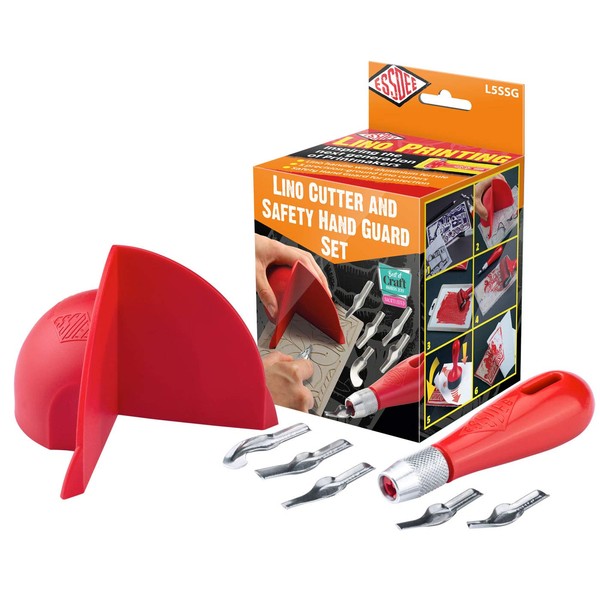Essdee Lino Cutter and Safety Hand Guard Set, Red