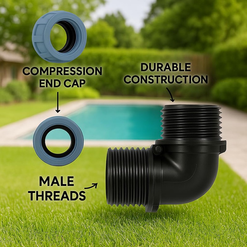 PP Clamp Connector, Angle 90° Clamp x Clamp, PE Pipe