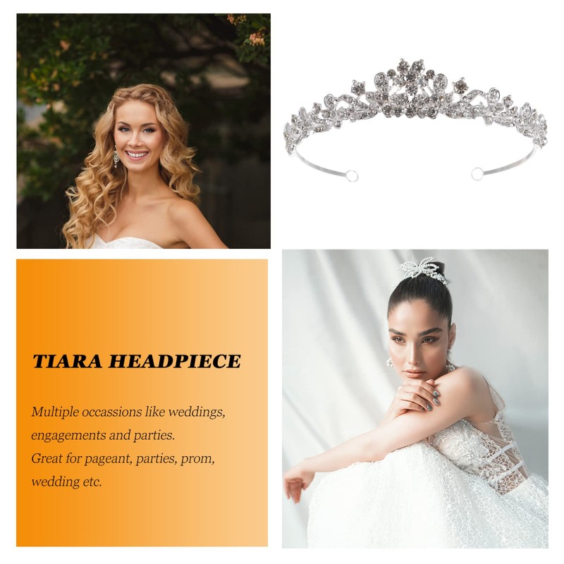 FRCOLOR Crystal Wedding Tiara for Bride,Elegant Rhinestone Bridal Flower Tiara