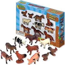 Nature Bound Toys - Country World Farm Animals, Boxed Set with Ten Hand Painted Figurines (10 Piece Set), Ages 3+, Assorted