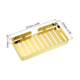 sourcing map Soap Dish Holder, 304 Stainless Steel Soap Bar, Wall Mounted Soap Tray with Installation Kits, Soap Saver for Shower Wall Kitchen Counter (Gold)