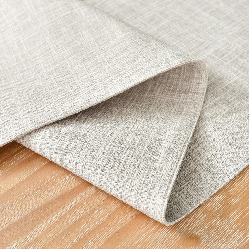 Reversible Double Layer Table Runner Faux Linen Fabric Beige Table