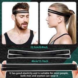 Shappy 3 Pieces Double-Straps Sport Headbands Elastic Hairband Non-Slip Sweatband for Women or Men(Black, White, Grey)
