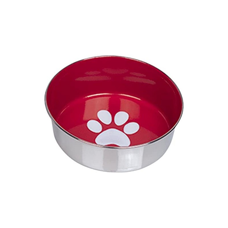 Nobby Heavy Paw Anti-Slip Stainless Steel Bowl, 13.5 cm, Red/Silver