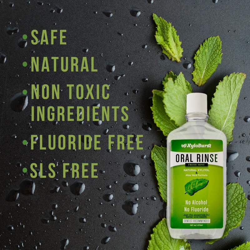 XyloBurst Fresh Breath Oral Rinse Mouthwash w/ Natural Xylitol Alcohol-Free