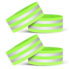 URAQT 4 PCS High Visibility Armbands, Double Reflective Wrist Strap, Running Safety Gear Reflective Wristbands Bike Ankle Bands Reflector Armband Hi Vis Arm Straps For Walking Cycling Running
