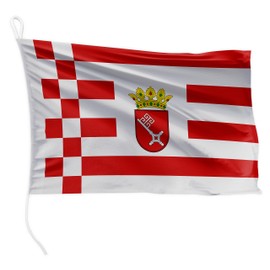 FLAGLY Premium Boat Flag Bremen 20 x 30 cm - 115 g/m² Fabric Weight - Printed, Robust with Knit & Loop, Boat Accessories Motor Boat (20 x 30 cm - Bremen)