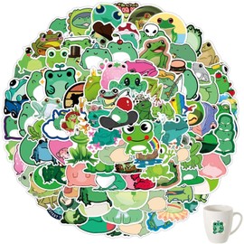 100PCS Cute Frog Kids Stickers, Cartoon Frog Waterproof Decorative Stickers, PVC Waterproof Cartoon Animal Stickers, Animal Stickers for Water Bottle, Laptop and Luggage