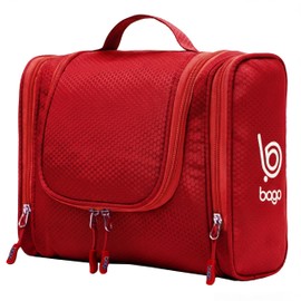 Bago Travel Toiletry Bag for Women and Men X-Large Waterproof Hanging Large Toiletry Bag for Bathroom and Travel Bag for Toiletries Organizer -Travel Makeup Bag (Red)