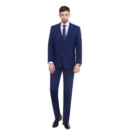 P&L Men's Premium Classic Fit 2 Piece Suit, 2 Button Blazer Jacket & Pants for Big and Tall, Daily Wear, Business & Wedding Cobalt Blue