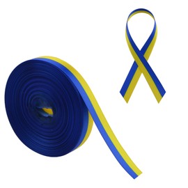 WANDIC Down Syndrome Awareness Satin Ribbon, 20 Yards Yellow & Blue Ribbon World Down Syndrome Day Ribbon for Gift Wrapping, Brooch Making