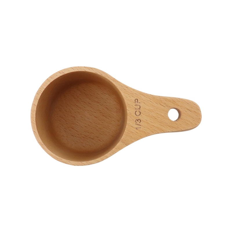 Mewutal 1/3 Cup Wooden Measuring Cup with Short Handle Handcrafted