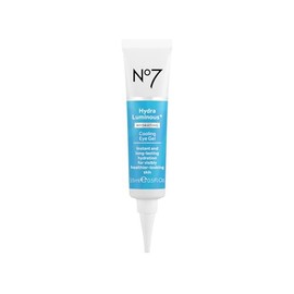 No7 Gel refrescante para debajo de los ojos HydraLuminous+: gel hidratante para ojos que suaviza las líneas finas y secas con ácido hialurónico y niac