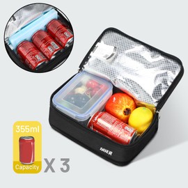 MIER Insulated Lunch Bag Small Lunch Box Bag Women Men Kids Portable Mini Cooler Bag for School Work Travel 5L, Black
