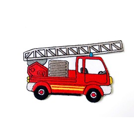 TH Red Fire Engine Truck Cute Cartoon Logo Applique Embroidered Sew on Iron on Patch for Backpacks Jeans Jackets Clothing Costume