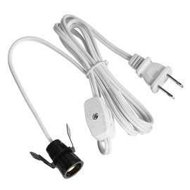 uxcell UL Listed US Plug Electrical Lamp Cord SPT-1 6 Feet White with Snap in Socket and Switch