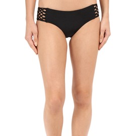 Amuse Society Womens Ana Solid Boycut Bikini Bottom Black Size Medium