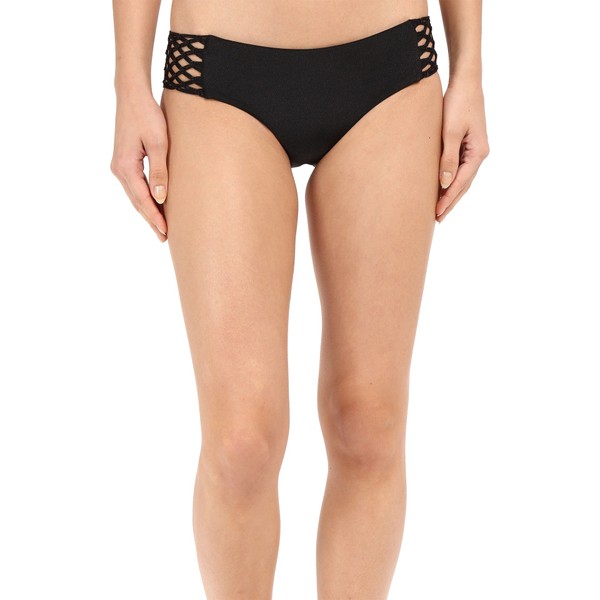 Amuse Society Womens Ana Solid Boycut Bikini Bottom Black Size