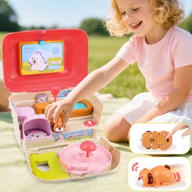 Interactive Pet Care Role Play Set, Feeding Dog Game Toy with Sound and Music, Early Educational Toys for Kids Good Habits Cultivation,1 Dog Figure, Furniture, Pet Schedule, 3 Years Old Girls Gifts