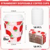 FYSUIMU 50Pcs 8Oz Strawberry Disposable Coffee Cups with Lids and