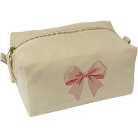 'Pink Bow' Canvas Wash Bag/Makeup Case (CS00042090)