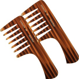 Giorgio G59 Large Coarse Hair Detangling Comb, Wide Teeth for Long Thick Curly Wavy Hair. Hair Detangler Comb For Wet and Dry. Handmade Rake Comb Saw-Cut from Cellulose Hand Polished Tortoise Shell
