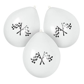 Boland 44782 Chequered Flag Car Racing Pack 6 Latex Party Balloons 25cm
