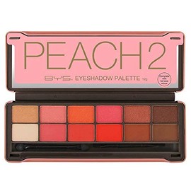 BYS Peach 2 Eyeshadow Palette Tin with Mirror Applicator 12 Matte & Metallic Shades