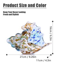 GAOSHENG Blown Glass Conch Statue,Coastal Home Decor Sea Shells,Sea Glass Art Figurines for Office Decor,Living Room Dining Table Centerpiece,Bathroom Shelf Top and Cabinet Decoration (Amber)