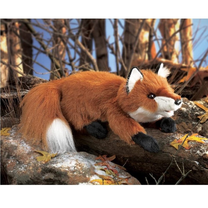 Folkmanis Small Red Fox Hand Puppet, Red, White, Black