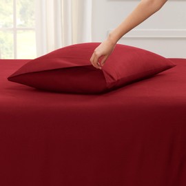 Empyrean Bedding Pillowcase Set - Queen, Burgundy Red, 4 Pack, Microfiber, Soft, Breathable, Easy Care