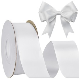 White Double Faced Satin Ribbons - Mupera 1-1/2 Inch x Continuous 25 Yards Satin Ribbon for Bows Bouquet, Gift Wrapping Crafts, Wedding Decoration, Big Bows Wreath Floral Arrangement