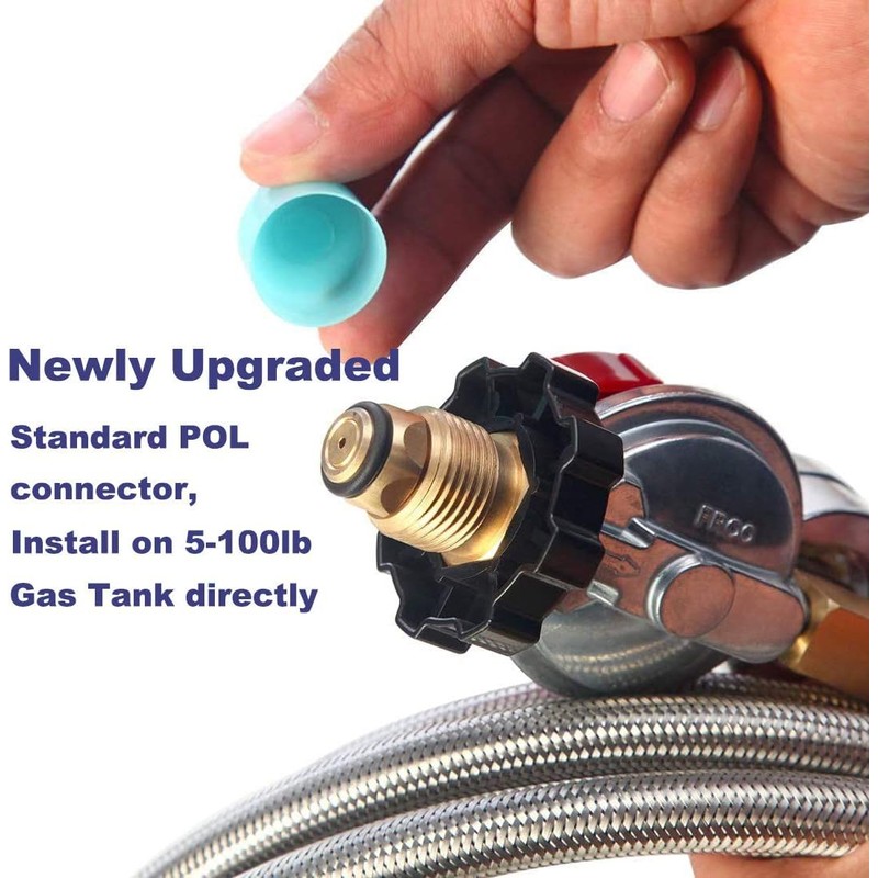 18FT High Pressure Propane Regulator with Hose, Adjustable 0-30 PSI